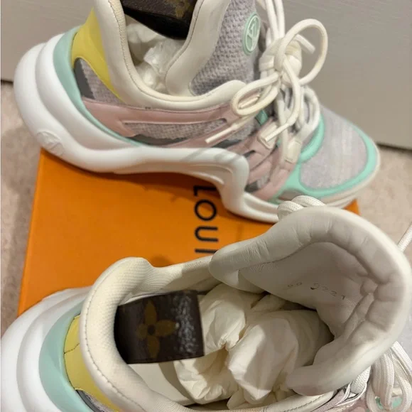 Louis Vuitton Pastel Multi-Panel Chunky Sneakers - Pink, Mint & Yellow - Picture 11 of 13
